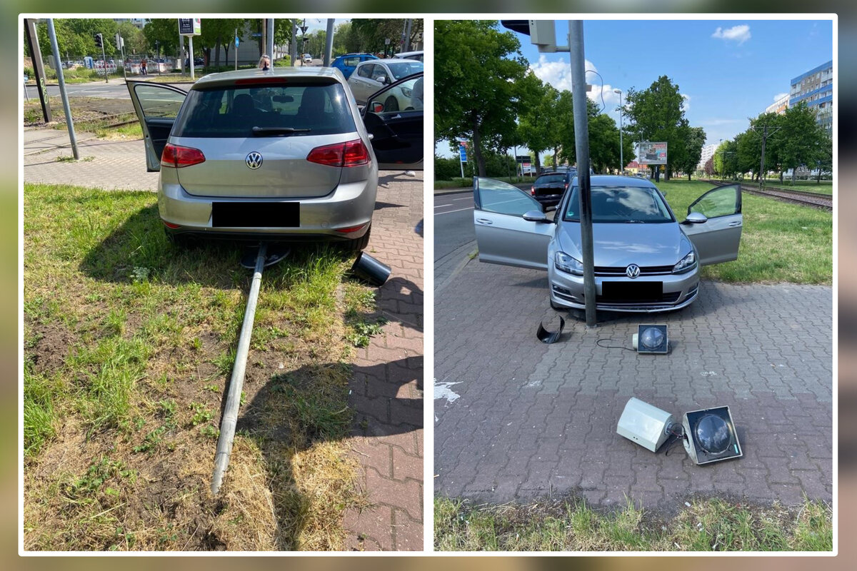 Autofahrer kracht gegen Ampel Auslöser war medizinisches Problem