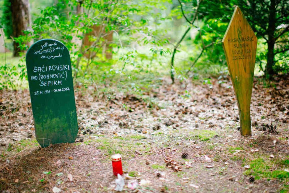 Ein muslimisches Grab auf dem Heidefriedhof in Dresden.