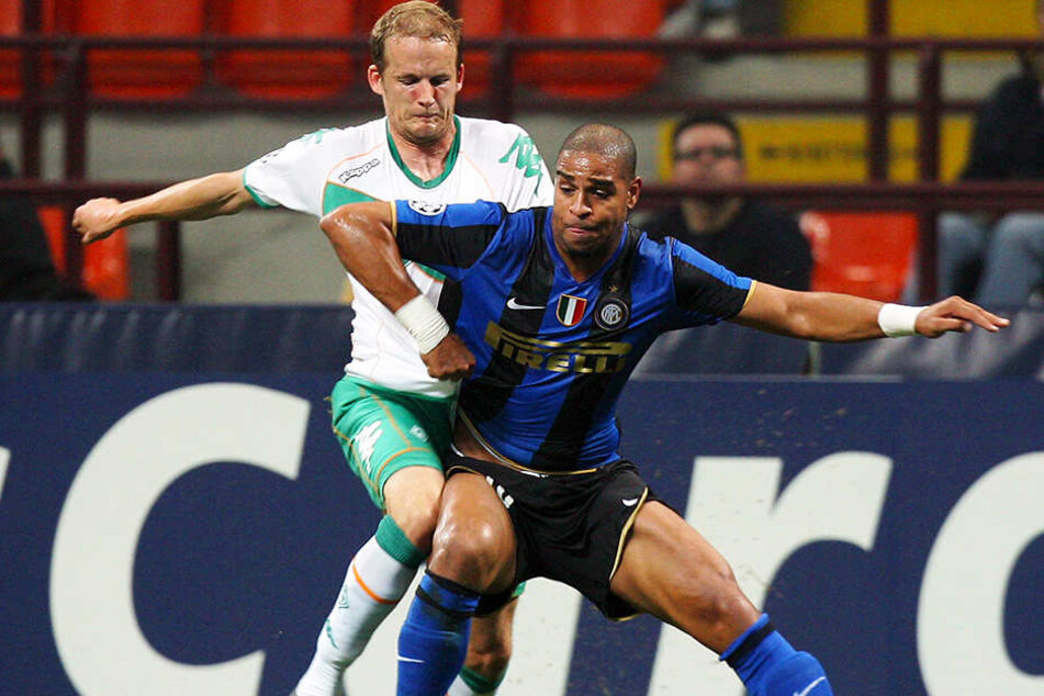 Kraftpaket Adriano (r.), hier im Trikot von Inter Mailand, in der Champions League gegen den SV Werder Bremen (Petri Pasanen).