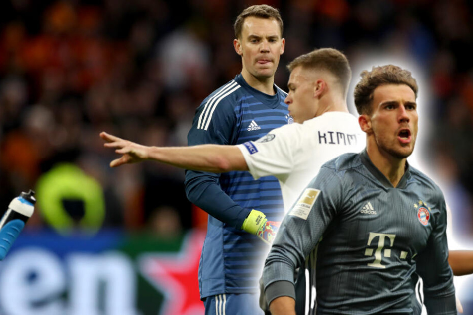 Leon Goretzka (r.) wird nicht dabei sein, doch Joshua Kimmich (M.) und Manuel Neuer (l.) sind für den FC Bayern gegen Leipzig am Start.