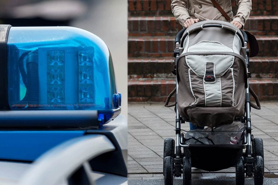 Die Mutter schob den Wagen auf die Straße, die Polizei sucht Zeugen (Symbolbilder).