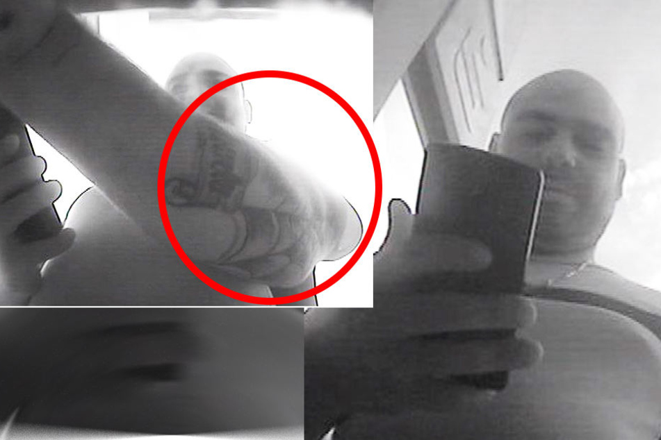 Auffällig ist ein Tattoo am linken Unterarm des Unbekannten.
