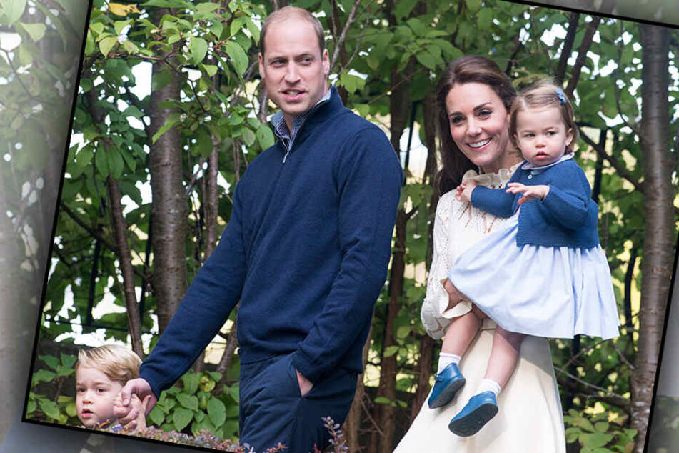 Großbritanniens Prinz William und Herzogin Kate mit den Kindern Prinz George (l) und Prinzessin Charlotte.