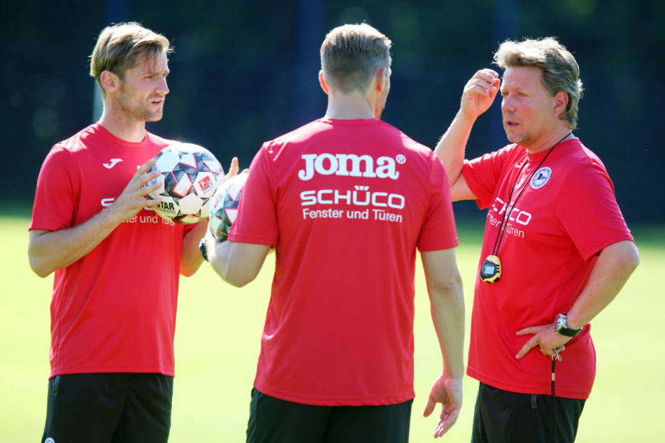 Arminias Trainerteam (v.l.): Sebastian Hille, Carsten Rump und Jeff Saibene.