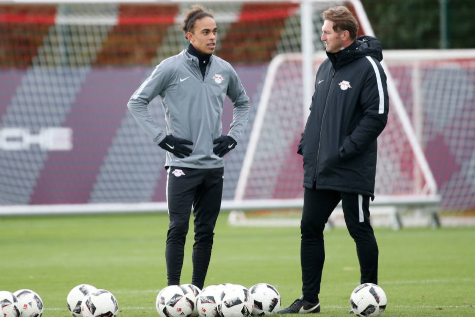 Yussuf Poulsen (li.) und Trainer Ralph Hasenhüttl (re.) sehen sich am Dienstag wieder.