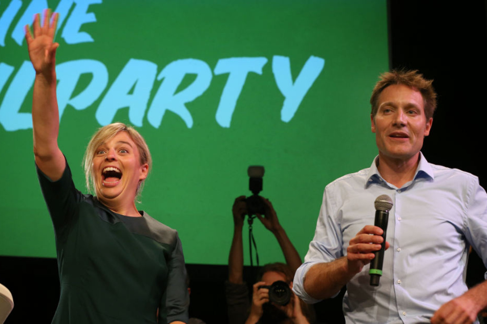 Katharina Schulze und Ludwig Hartmann hatten nach dem Wahlerfolg der Grünen allen Grund zur Freude.
