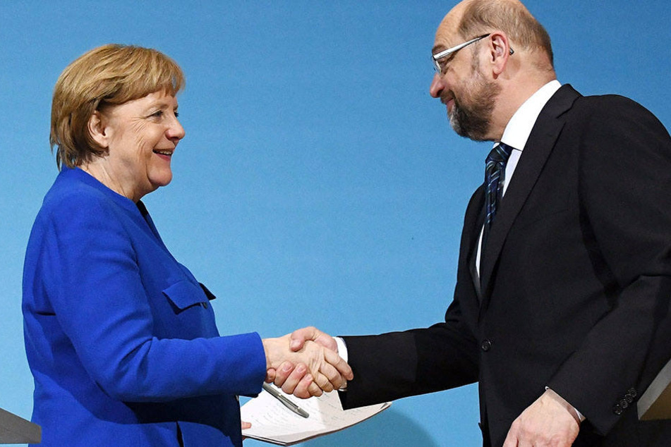 Angela Merkel und Martin Schulz nach den Sondierungsgesprächen.