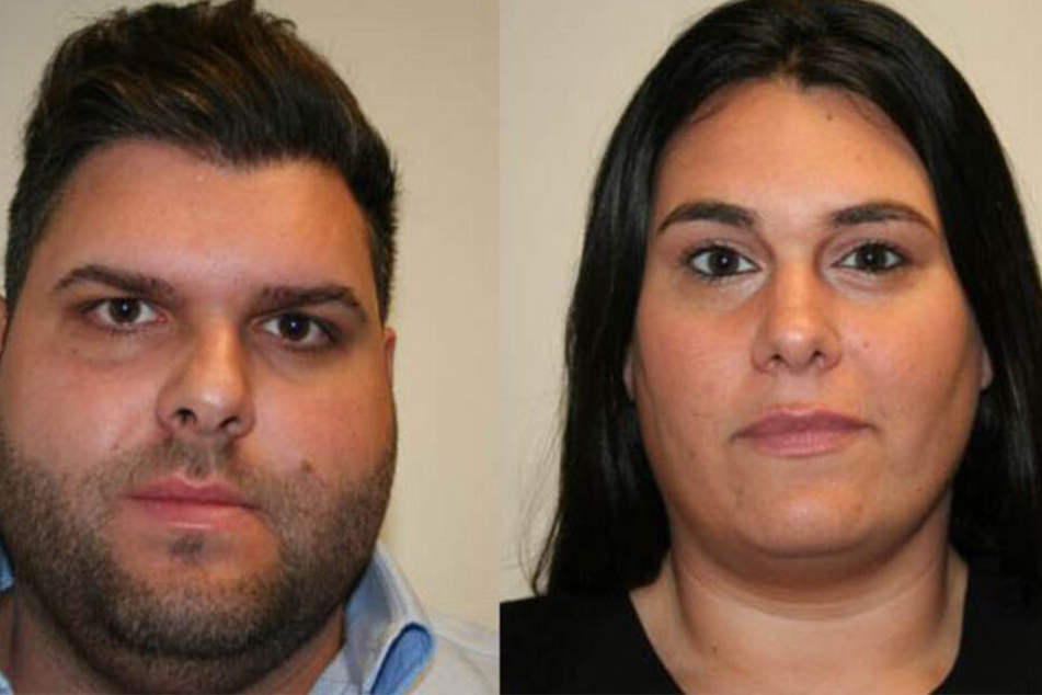 Ellie K. (29) und seine Ehefrau Jessica K. (30) auf Polizeifotos.