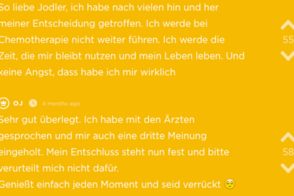 Mit diesen Zeilen gab die Jodel-Userin ihre Entscheidung bekannt, sich nicht mehr behandeln zu lassen.