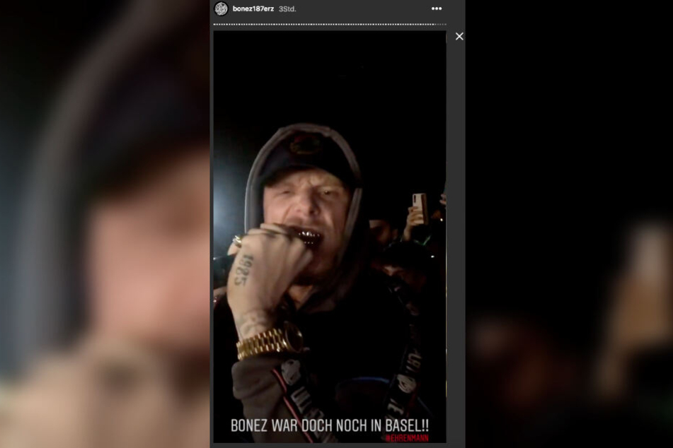 Bonez MC rappt bei seinem Auftritt in Basel. (Fotomontage)
