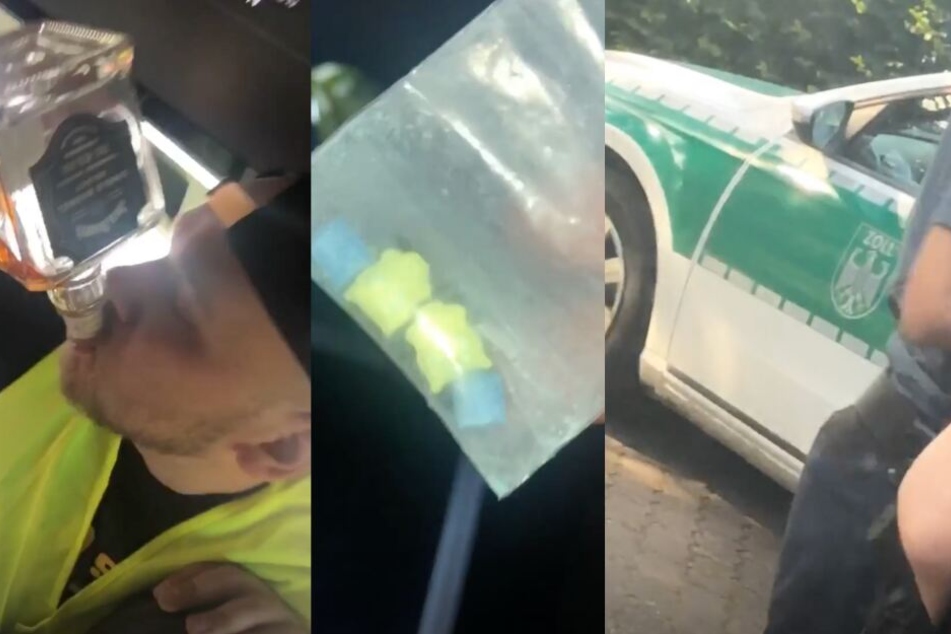 Dass der Zoll neben dem Auto steht, stört die Rapper nur wenig.