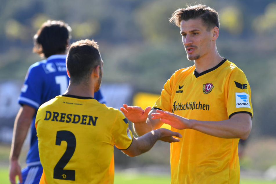 Gogia (li.) und Stefan Kutschke sind zwei, die Dynamo unbedingt behalten will.