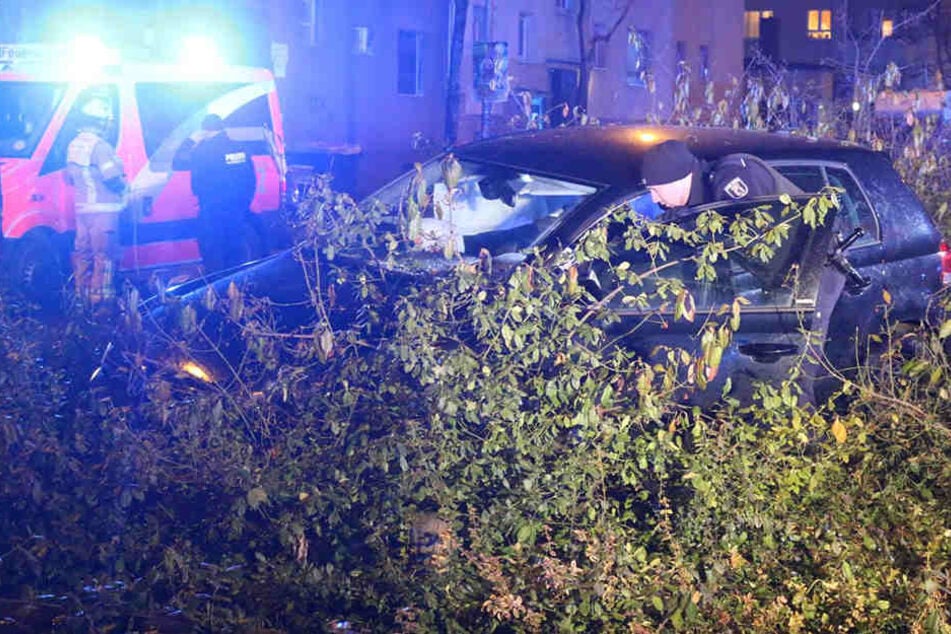 Bei dem Unfall kam der Autofahrer in einer Grünanlage auf dem Mittelstreifen zum stehen.