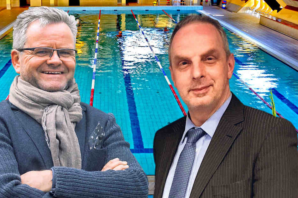 ür CDU-Fraktions-Chef Tino Fritzsche (59, li.) ist der Vorschlag von SPD, Linken und
Grünen substanzlos. SPD-Fraktions-Chef Detlef Müller (52) will Geld in die Schwimmhalle im
Sportforum stecken.