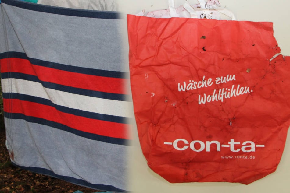 In diesem Handtuch und in dieser Plastiktüte wurde Joris Anfang September gefunden.