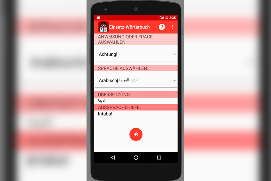 Die App lässt sich schnell und intuitiv bedienen: Nach der Auswahl von Anweisung/Frage und Sprache erscheinen die Übersetzung, die Aussprachehilfe sowie die Tonaufnahme zum Abspielen auf dem Bildschirm.