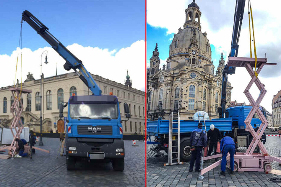 Auf dem Neumarkt wird am Mittwoch ein neues Kunstwerk errichtet.