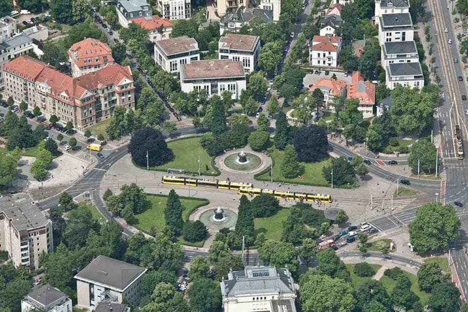 Die Kreisform des Albertplatzes ist geschützt - und behindert momentan die Radwegeplaner.