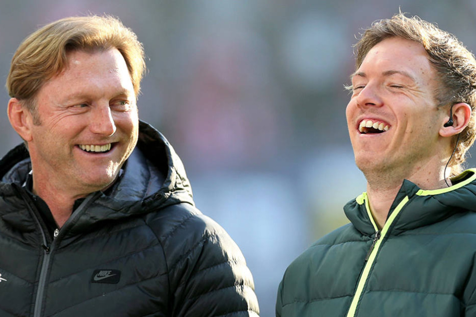 Die beiden Trainer waren gut gelaunt: Ralph Hasenhüttl (links, RB Leipzig) und Julian Nagelsmann (TSG Hoffenheim).