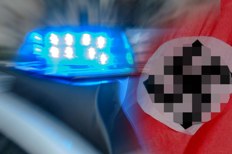 Die Polizei stellte die Hakenkreuz-Fahne sicher.