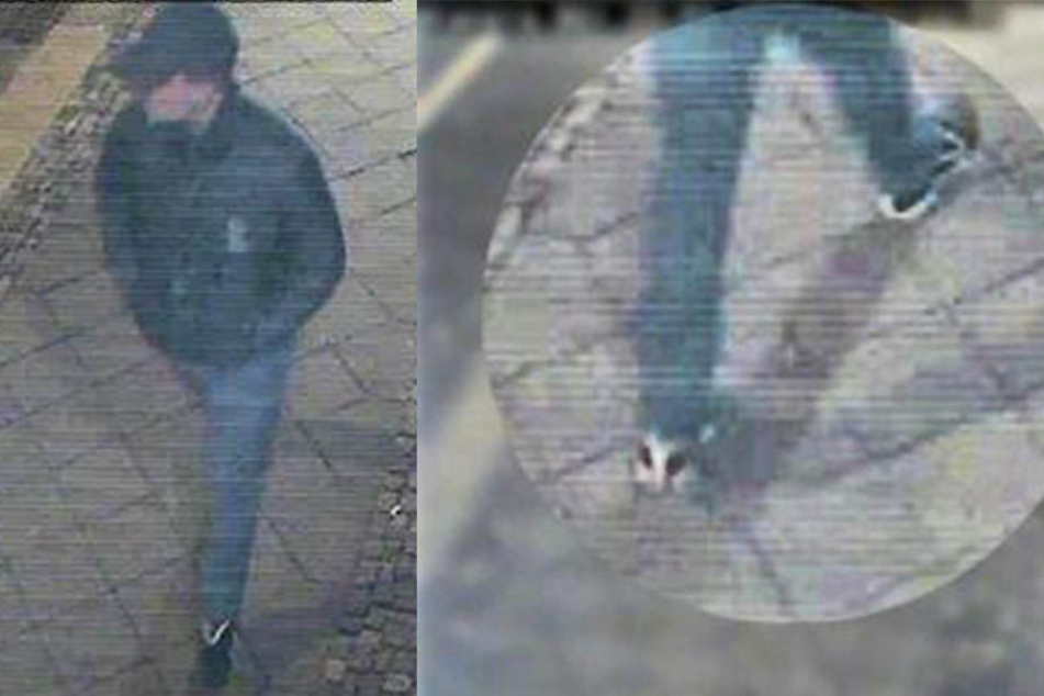 Der Täter trug schwarze Turnschuhe mit weißen Applikationen.