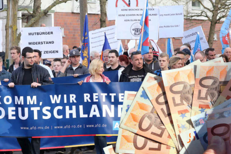 Die AfD lockt Demonstranten mit Geld nach Berlin. (Bildmontage)