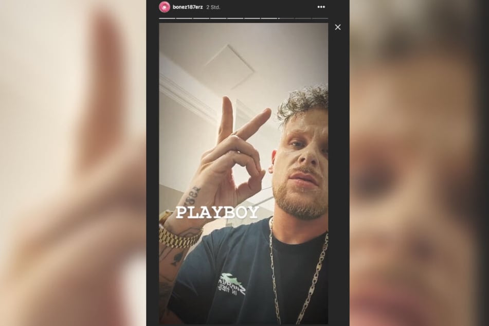 Bonez MC zeigt in seiner Instagram-Story seinen Lieblingsgruß.