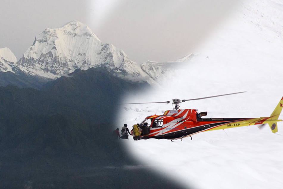 Fotomontag: Im Himalaya sind nach seinem Schneesturm offenbar acht Menschen ums Leben gekommen. (Symbolbild)