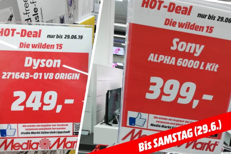 Diese roten Schilder weisen den Weg zu den Schnäppchen!
