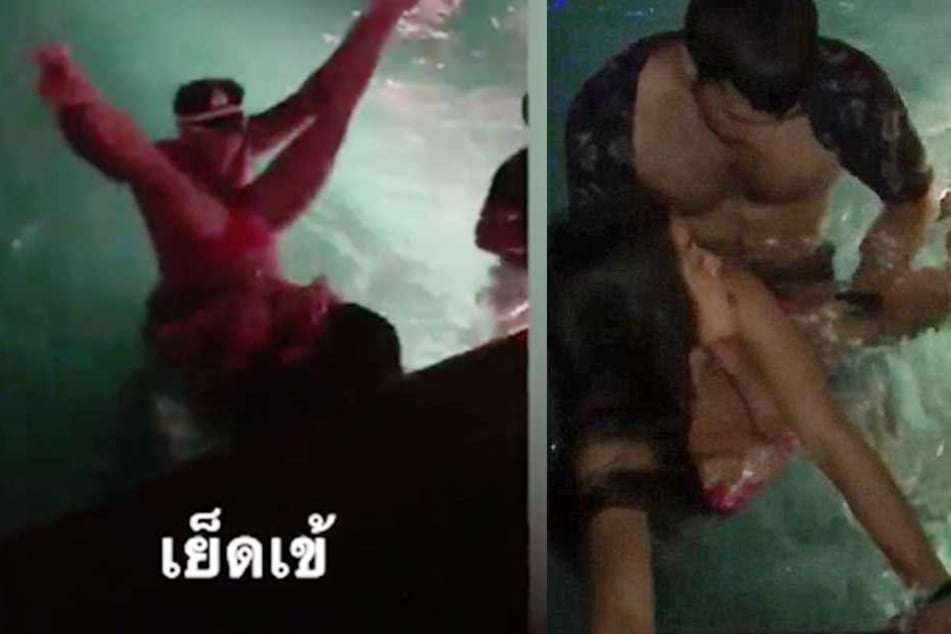 Mit diesen Aufnahmen von der Poolparty sucht die Polizei nach den Sextätern, obwohl sie nicht mal Sex hatten.