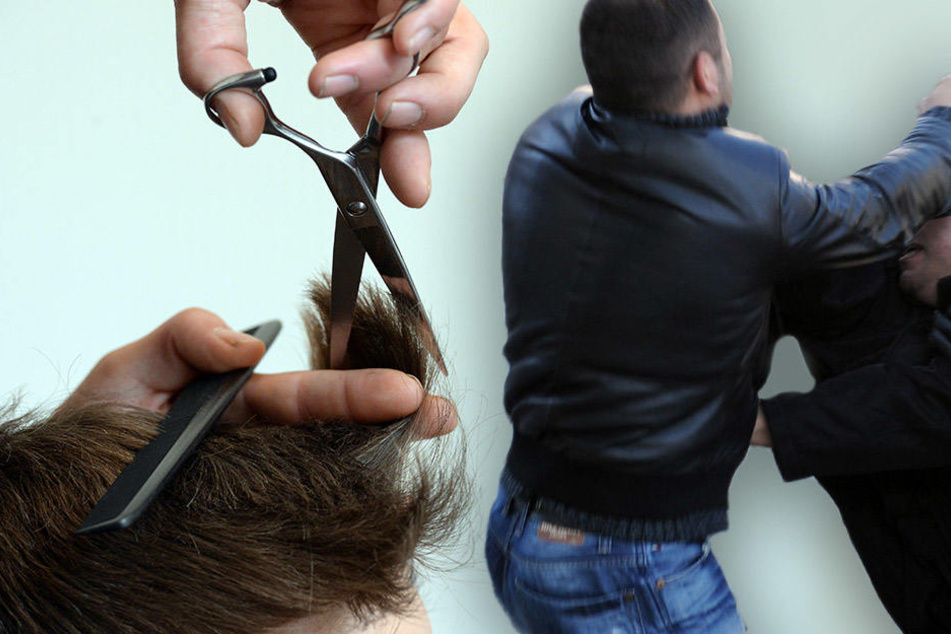 Warum die Männer auf den Herrenfriseur losgingen, ist bislang unklar. (Bildmontage)