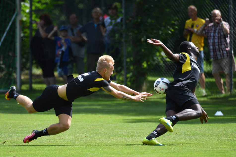 Marcel Hilßner hechtet Erich Berko hinterher. Beide haben noch keinen Stammplatz bei der SGD.