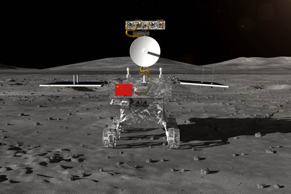 Ein Computerrendering zeigt den noch unbenannten Rover der chinesischen Mondsonde "Chang'e 4" auf dem Mond.