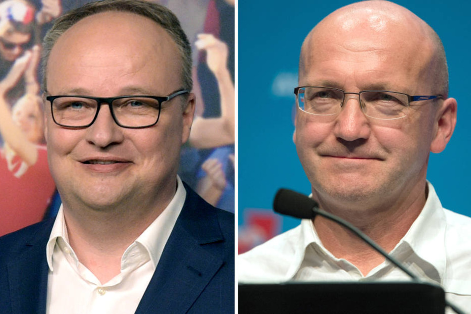 (links) "Heute-Show"-Moderator Oliver Welke und (rechts) AfD-Politiker Dieter Amann.
