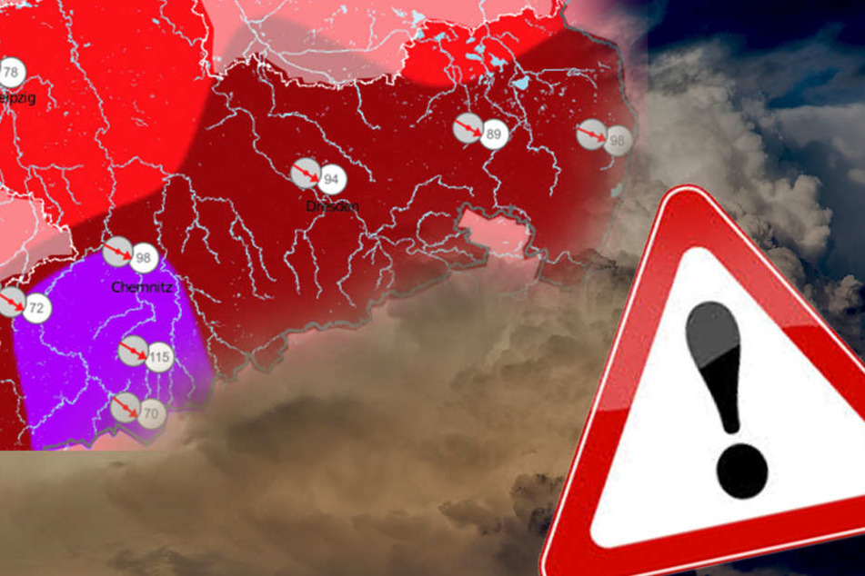 In Sachsen gilt zum Teil die höchste Warnstufe des Wetterdienstes.