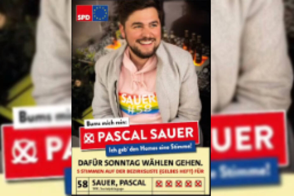 SPD-Politiker Pascal Sauer wirbt mit diesem Plakat für seine Kandidatur.
