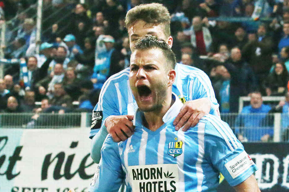 So freute sich Berkay Dabanli über sein erstes Tor für den CFC, das den Himmelblauen gegen den 1. FC Magdeburg zumindest einen Punkt bescherte.