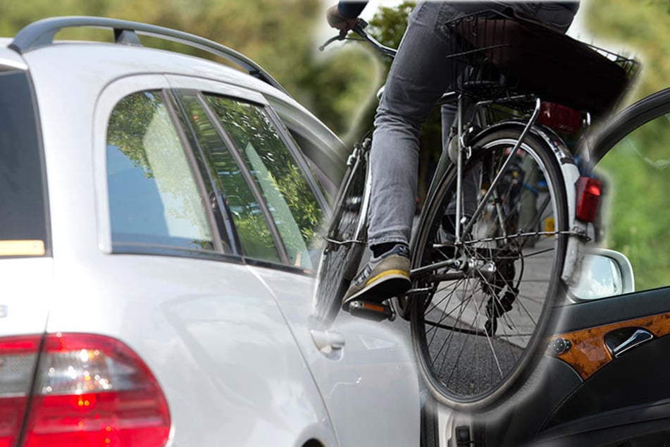 Fast ungebremst fuhr der Radfahrer in die offen stehende Tür des Pkw. (Symbolbild)