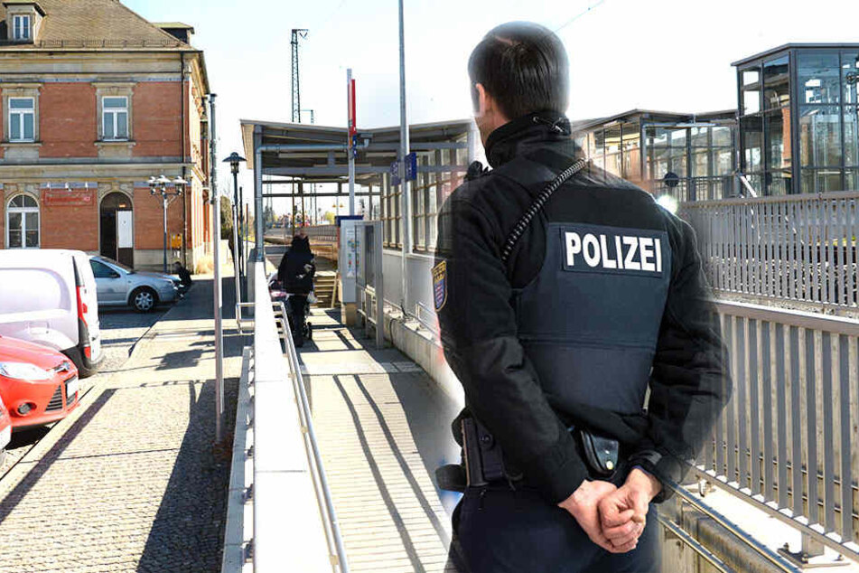 Am Bahnhof Coswig kam es zu einer Auseinandersetzung, bei der ein Mann eine schwere Wunde erlitt (Bildmontage).