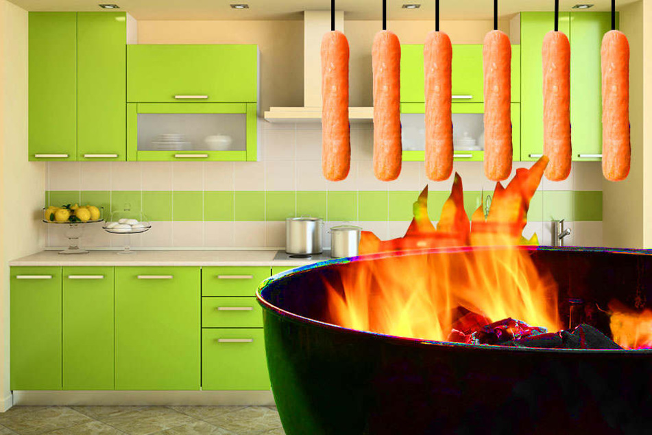 Als die Feuerwehr in Baumheide eintraf, fanden sie in der Küche einer vermeintlich brennenden Wohnung Würstchen an der Decke vor. Darunter stand ein Grill, der sie wohl räuchern sollte.