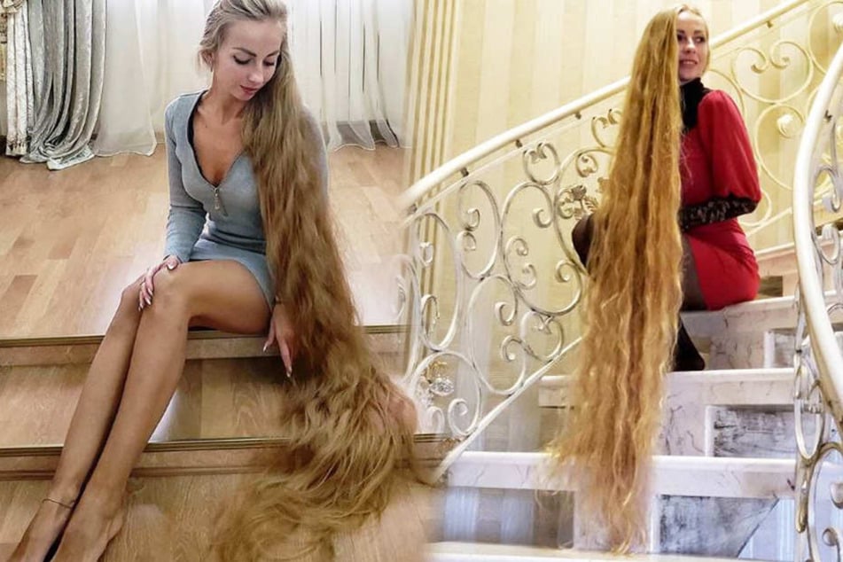 Alenas Haare sind länger als sie selbst.