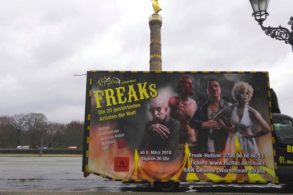 Auch vor der Siegessäule machte der PR-Truck am Montag Station.