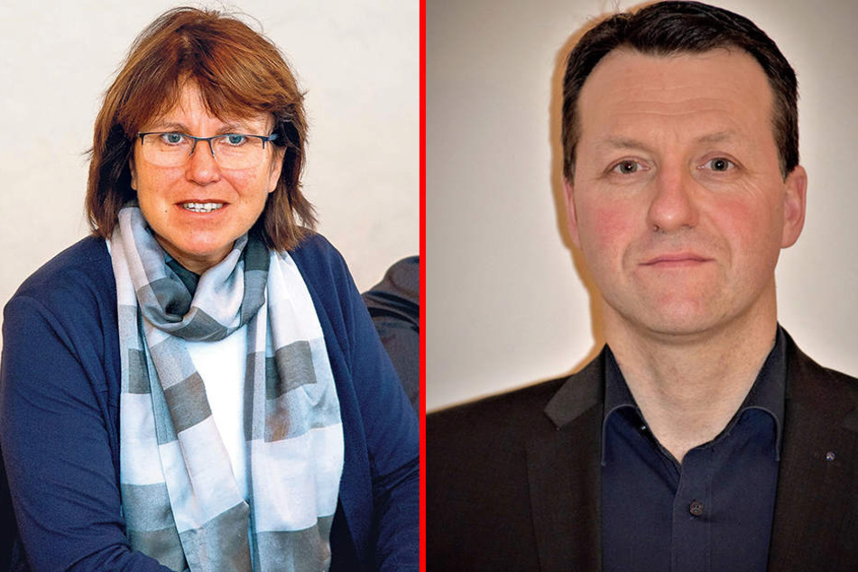 Zwickaus OB Dr. Pia Findeiß (62, SPD, F.l.) und CDU-Fraktions-Chef Jörg Schmidt (45)