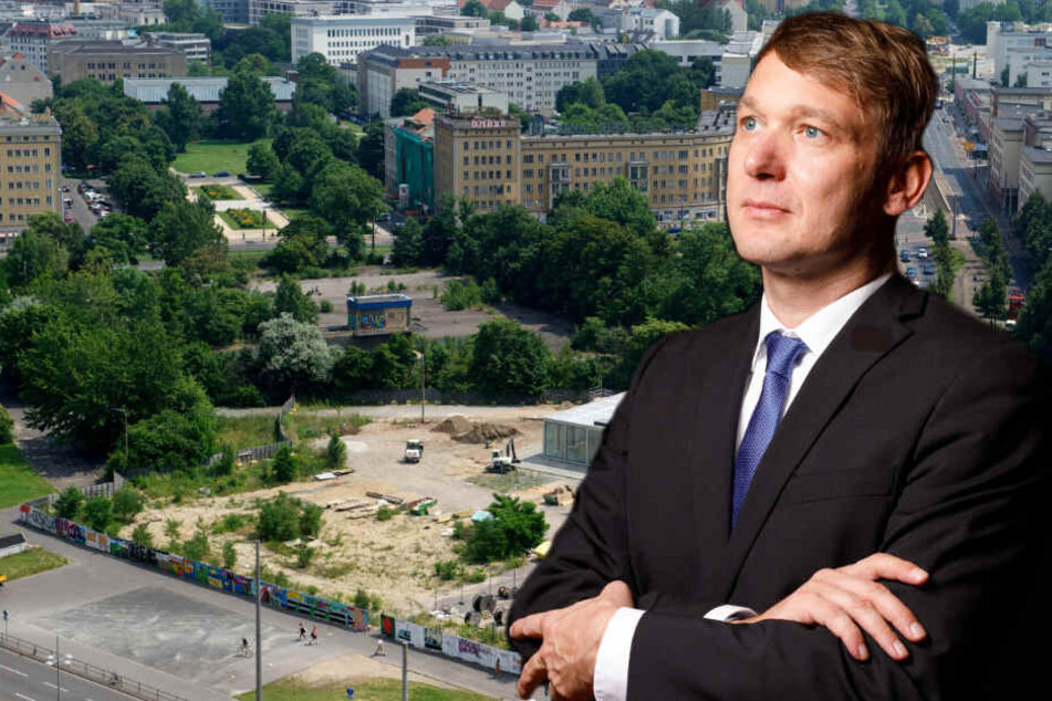 AdP-Politiker André Poggenburg (43) wird am Dienstag mit dem Wilhelm-Leuschner-Platz als Veranstaltungsort vorlieb nehmen müssen. (Bildmontage)