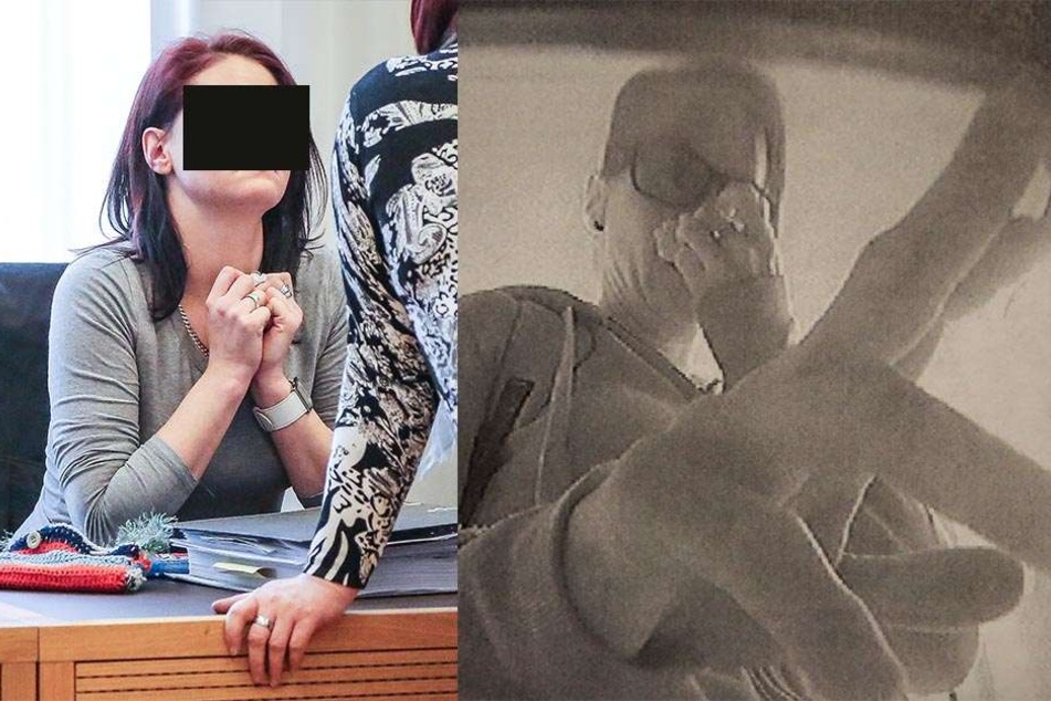 Im Prozess am Montag gestand
Sandra S. (31)
ihre Taten. re.: Auf den Überwachungsbildern
der
Geldautomaten
war
sie trotz verdecktem
Gesicht zu
erkennen.
So trug sie
Ringe, die sie
auch noch im
Prozess am
Finger hatte.