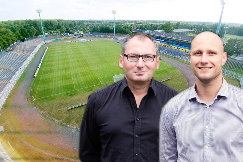 Die beiden Vorstandsmitglieder Thomas Löwe (l.) und Stephan Guth haben den Fans einen Überblick über die aktuellen Baupläne gegeben.