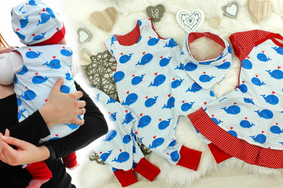 Wöchentlich gibt es neue liebevoll designte Kollektionen für Mami und Kind (im Bild: Kollektion "Lovely Whales")