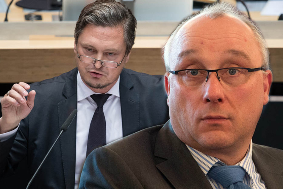 Frank-Chrstian Hansel (l) rechnet mit seinem Parteikollegen Jens Maier ab.