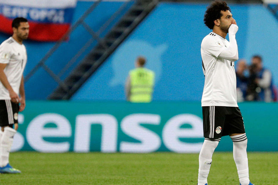 Superstar Mo Salah (26), rechts, konnte die ägyptische Niederlage nicht verhindern, erzielte aber den Ehrentreffer.