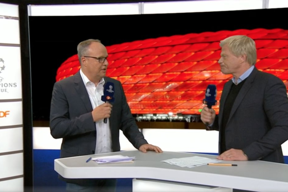 Oliver Kahn (re.) hat sich im ZDF bei Moderator Oliver Welke (li.) positiv über RB Leipzig geäußert.